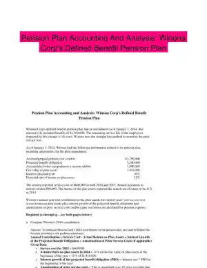 Pension Plan Accounting And Analysis: Winona Corp's Defined Benefit Pension Plan