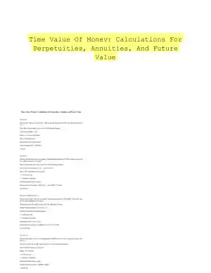 Time Value Of Money: Calculations For Perpetuities, Annuities, And Future Value