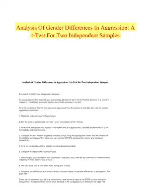 Analysis Of Gender Differences In Aggression: A t-Test For Two Independent Samples