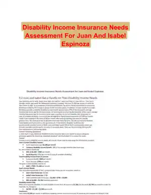 Disability Income Insurance Needs Assessment For Juan And Isabel Espinoza