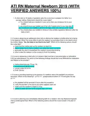 2019 ATI RN Maternal Newborn with Answers (70 Solved Questions)