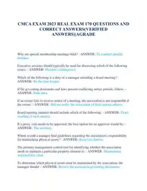 2023 CMCA Real Exam with Answers (191 Solved Questions)