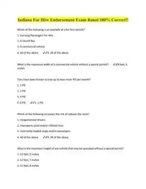 Indiana For Hire Endorsement Practice Exam with Answers (34 Solved Questions)