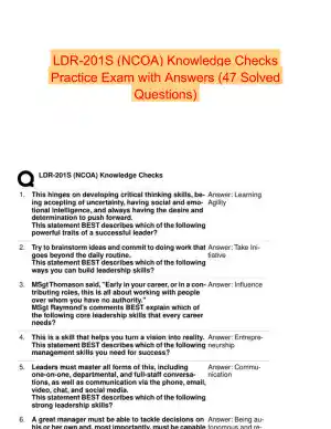 LDR-201S (NCOA) Knowledge Checks Practice Exam with Answers (47 Solved Questions)