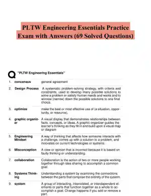 PLTW Engineering Essentials Practice Exam with Answers (69 Solved Questions)