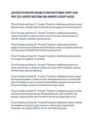 2024 Psychiatric Rehabilitation CPRP Exam With Answers (384 Solved Questions)