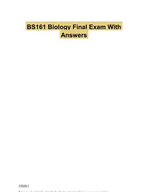 BS161 Biology Final Exam With Answers (272 Solved Questions)