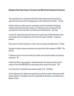 Champion Real Estate Finance Version 2 Exam With Answers (246 Solved Questions)