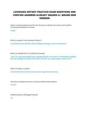 LOUISIANA NOTARY Practice Exam With Answers (136 Solved Questions)