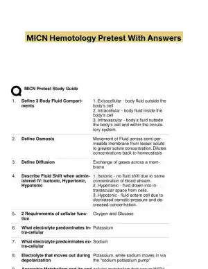 MICN Hemotology Pretest With Answers (127 Solved Questions)