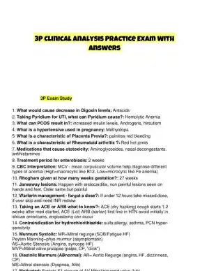 3P Clinical Analysis Practice Exam With Answers (162 Solved Questions)