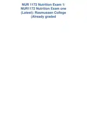 NUR1172 Nutrition Practice Exam With Answers (63 Solved Questions)