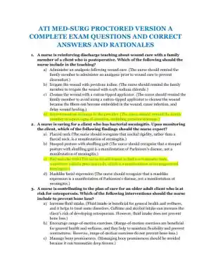 ATI Medical Surgical Nursing Proctored Exam With Answers (90 Solved Questions)