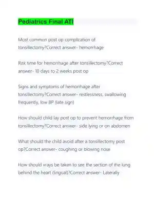 ATI Paediatrics Final Exam With Answers (76 Solved Questions)