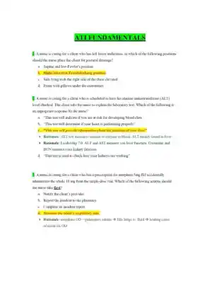 ATI Fundamentals of Nursing Practice Exam With Answers (465 Solved Questions)