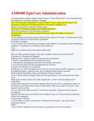 AMB400 EpicCare Administration Practice Exam With Answers (83 Solved Questions)