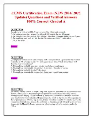 2024-2025 CLMS Human Resource Management Practice Exam With Answers (65 Solved Questions)
