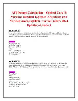 2023-2024 ATI Pharmacology Practice Exam With Answers (120 Solved Questions)