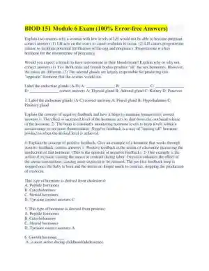 BIOD151 Maternal Newborn Module Exam With Answers (26 Solved Questions)
