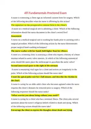 ATI Fundamental of Nursing Proctored Exam With Answers (11 Solved Questions)