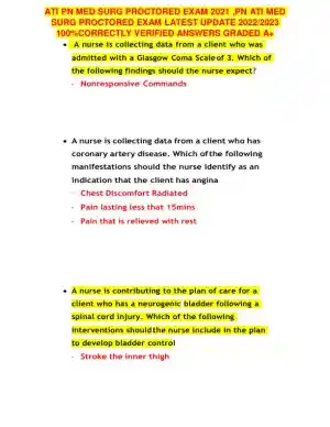 2021, 2022, 2023 ATI PN Medical Surgical Proctored Exam With Answers (84 Solved Questions)