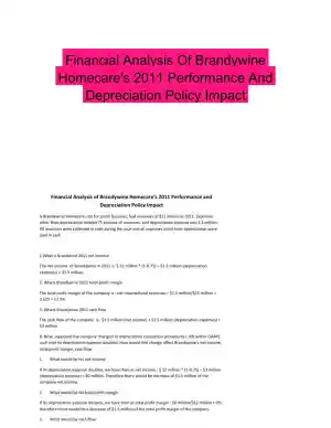 Financial Analysis Of Brandywine Homecare's 2011 Performance And Depreciation Policy Impact