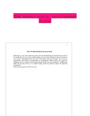 The Relationship Involvement Scale