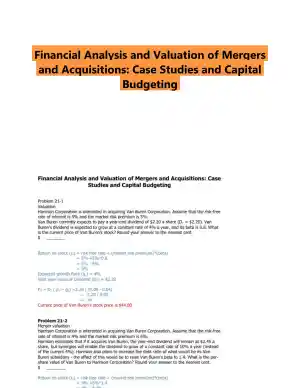 Financial Analysis and Valuation of Mergers and Acquisitions: Case Studies and Capital Budgeting