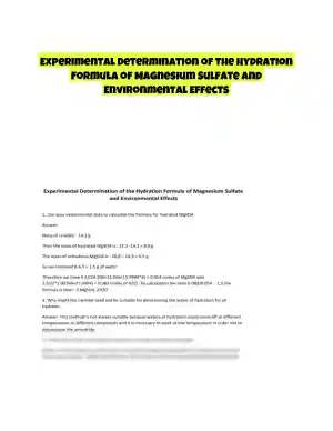 Experimental Determination of the Hydration Formula of Magnesium Sulfate and Environmental Effects