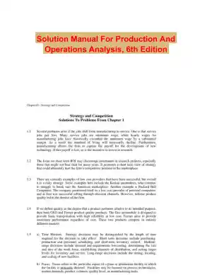 Solution Manual For Production And Operations Analysis, 6th Edition
