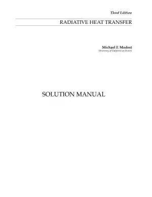 Solution Manual for Radiative Heat Transfer, 3rd Edition
