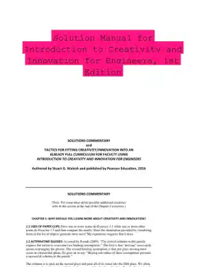 Solution Manual for Introduction to Creativity and Innovation for Engineers, 1st Edition