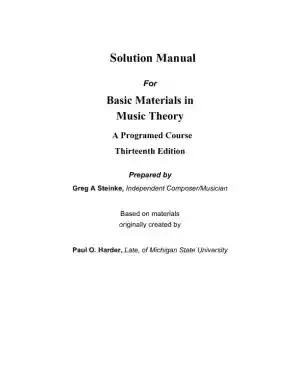 Basic Materials in Music Theory: A Programed Course, Books a la Carte, 13th Edition Solution Manual