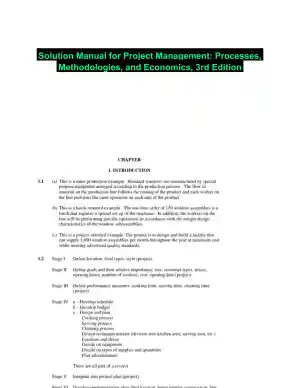 Solution Manual for Project Management: Processes, Methodologies, and Economics, 3rd Edition