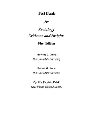 Test Bank for Sociology: Evidence and Insights
