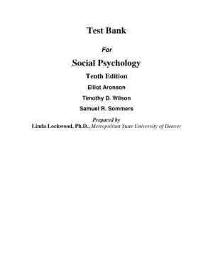 Test Bank for Social Psychology, 10th Edition
