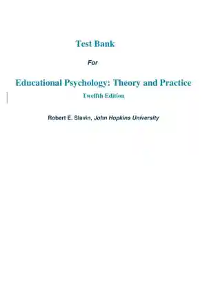 Test Bank for Educational Psychology: Theory and Practice, 12th Edition