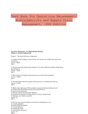 Test Bank for Operations Management: Sustainability and Supply Chain Management, 13th Edition