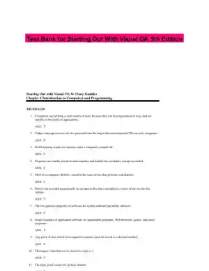 Test Bank for Starting Out With Visual C#, 5th Edition