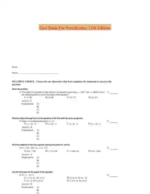 Test Bank For Precalculus, 11th Edition