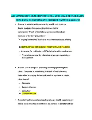 2021-2022 ATI Community Health Proctored Exam with Answers (58 Solved Questions)