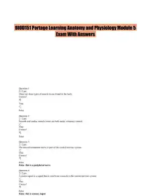 BIOD151 Portage Learning Anatomy and Physiology Module 5 Exam With Answers (26 Solved Questions)