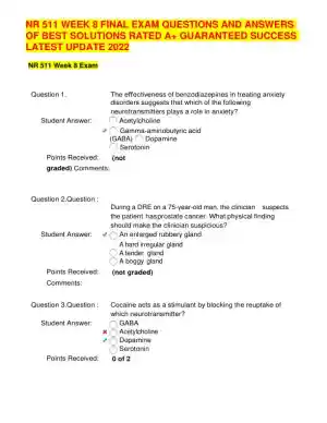 2022 NR511 Clinical Analysis Final Exam Week 8 With Answers (100 Solved Questions)