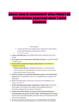 NR603 Health Assessment APEA Predictor Exam Review Questions Week 4 With Answers (620 Solved Questions)