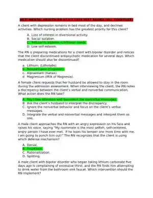 2019 ATI RN Mental Health Test Bank Version 1 to Version 3 With Answers (361 Solved Questions)