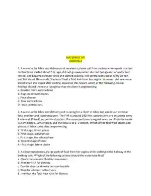 ATI Maternity Proctored Exam Version 4 With Answers (30 Solved Questions)