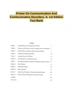 Primer On Communication And Communicative Disorders, A, 1st Edition Test Bank