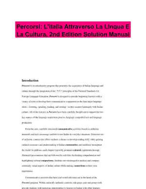 Percorsi: L'italia Attraverso La Lingua E La Cultura, 2nd Edition Solution Manual