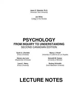 Psychology: From Inquiry To Understanding, Second  Canadian Edition Class Notes