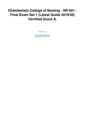 2019-2020 NR601 Chamberlain College Gerontology Final Exam With Answers (100 Solved Questions)